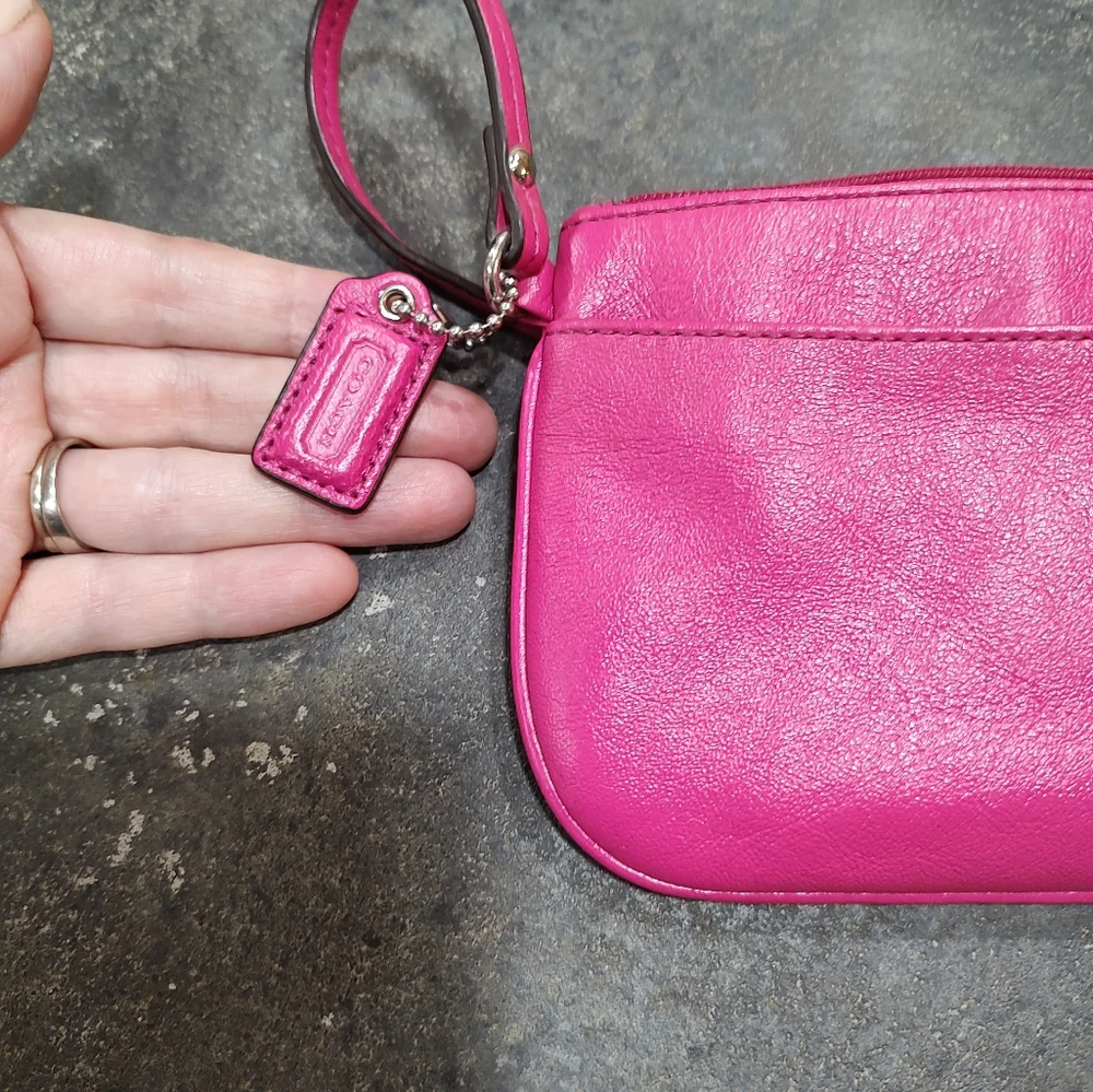 Coach Pink Leather Wristlet - Picture 3 of 7